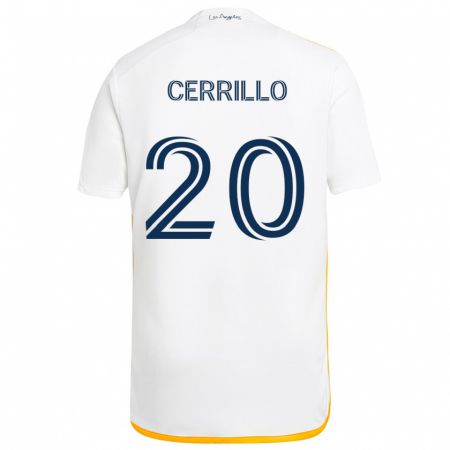 Kandiny Kinderen Edwin Cerrillo #20 Wit Geel Thuisshirt Thuistenue 2024/25 T-Shirt België