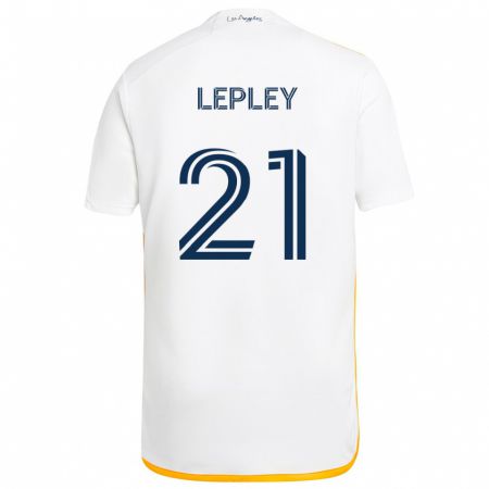 Kandiny Niño Camiseta Tucker Lepley #21 Blanco Amarillo 1ª Equipación 2024/25 La Camisa