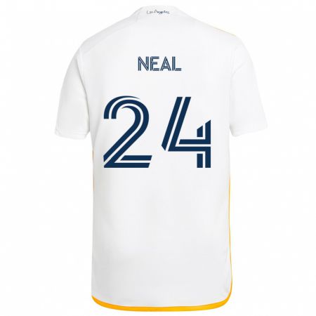 Kandiny Kinderen Jalen Neal #24 Wit Geel Thuisshirt Thuistenue 2024/25 T-Shirt