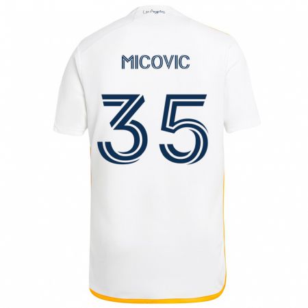 Kandiny Bambino Maglia Novak Micovic #35 Bianco Giallo Kit Gara Home 2024/25 Maglietta