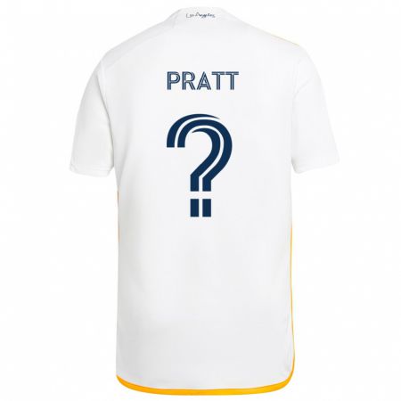 Kandiny Niño Camiseta Owen Pratt #0 Blanco Amarillo 1ª Equipación 2024/25 La Camisa