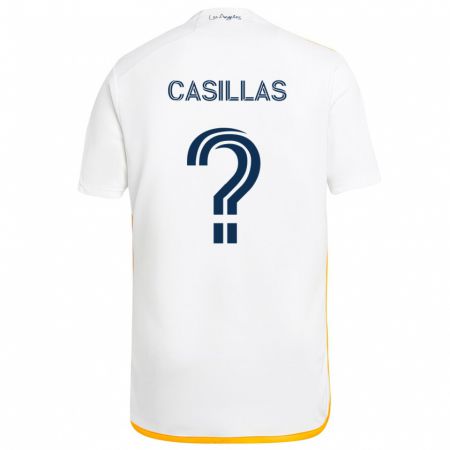 Kandiny Niño Camiseta Victor Casillas #0 Blanco Amarillo 1ª Equipación 2024/25 La Camisa