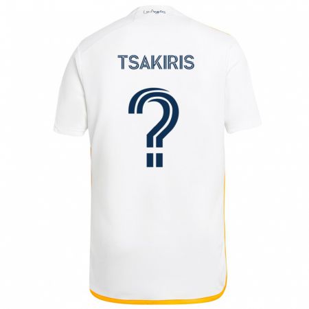 Kandiny Bambino Maglia Mateo Tsakiris #0 Bianco Giallo Kit Gara Home 2024/25 Maglietta