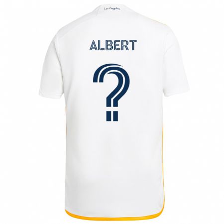 Kandiny Niño Camiseta Mathis Albert #0 Blanco Amarillo 1ª Equipación 2024/25 La Camisa