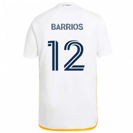 Kandiny Niño Camiseta Michael Barrios #12 Blanco Amarillo 1ª Equipación 2024/25 La Camisa