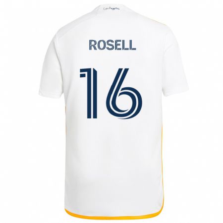 Kandiny Bambino Maglia Uri Rosell #16 Bianco Giallo Kit Gara Home 2024/25 Maglietta