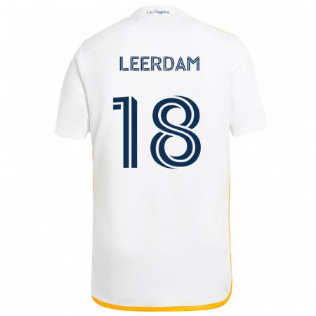 Kandiny Niño Camiseta Kelvin Leerdam #18 Blanco Amarillo 1ª Equipación 2024/25 La Camisa