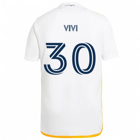 Kandiny Niño Camiseta Gino Vivi #30 Blanco Amarillo 1ª Equipación 2024/25 La Camisa México