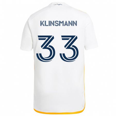 Kandiny Dzieci Jonathan Klinsmann #33 Biało Żółty Domowa Koszulka 2024/25 Koszulki Klubowe