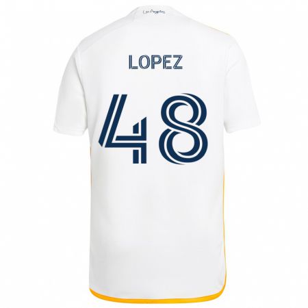 Kandiny Kinderen Diego López #48 Wit Geel Thuisshirt Thuistenue 2024/25 T-Shirt