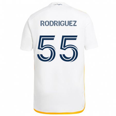 Kandiny Niño Camiseta Diego Rodriguez #55 Blanco Amarillo 1ª Equipación 2024/25 La Camisa