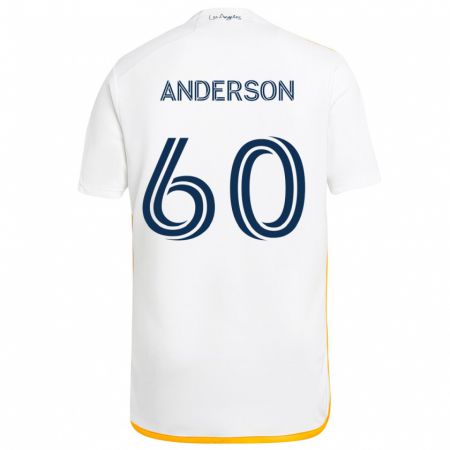 Kandiny Niño Camiseta Nolan Anderson #60 Blanco Amarillo 1ª Equipación 2024/25 La Camisa México