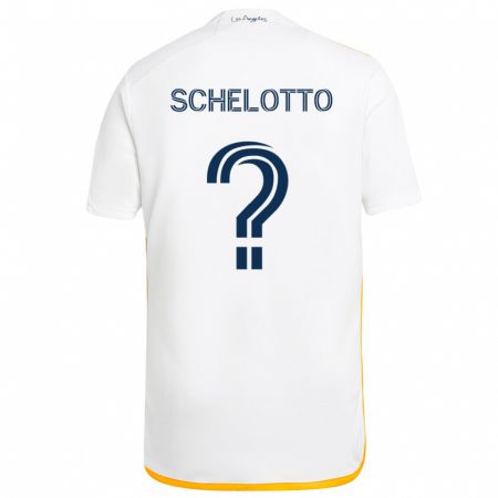 Kandiny Bambino Maglia Nicolas Barros Schelotto #0 Bianco Giallo Kit Gara Home 2024/25 Maglietta