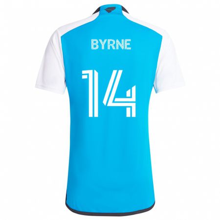 Kandiny Niño Camiseta Nathan Byrne #14 Azul Blanco 1ª Equipación 2024/25 La Camisa