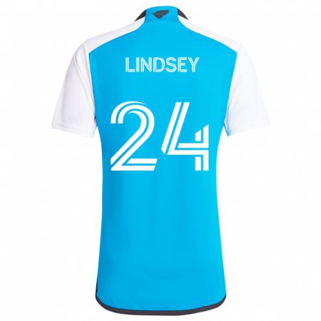 Kandiny Kinderen Jaylin Lindsey #24 Blauw Wit Thuisshirt Thuistenue 2024/25 T-Shirt België