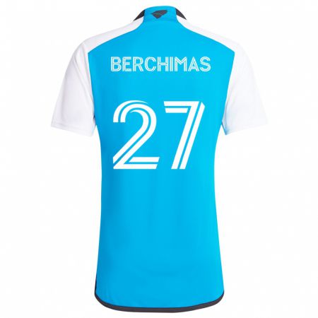 Kandiny Bambino Maglia Nimfasha Berchimas #27 Blu Bianco Kit Gara Home 2024/25 Maglietta