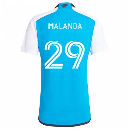 Kandiny Kinderen Adilson Malanda #29 Blauw Wit Thuisshirt Thuistenue 2024/25 T-Shirt