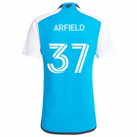 Kandiny Niño Camiseta Scott Arfield #37 Azul Blanco 1ª Equipación 2024/25 La Camisa