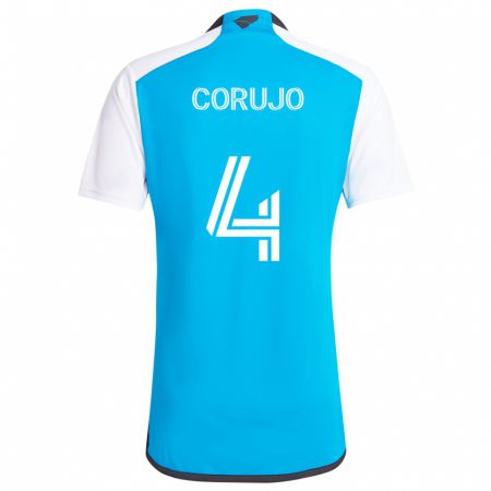 Kandiny Bambino Maglia Guzmán Corujo #4 Blu Bianco Kit Gara Home 2024/25 Maglietta