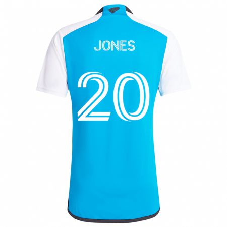 Kandiny Niño Camiseta Derrick Jones #20 Azul Blanco 1ª Equipación 2024/25 La Camisa