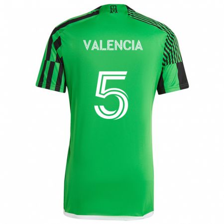 Kandiny Niño Camiseta Jhojan Valencia #5 Verde Negro 1ª Equipación 2024/25 La Camisa México