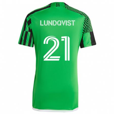 Kandiny Kinder Adam Lundqvist #21 Grün Schwarz Heimtrikot Trikot 2024/25 T-Shirt Österreich