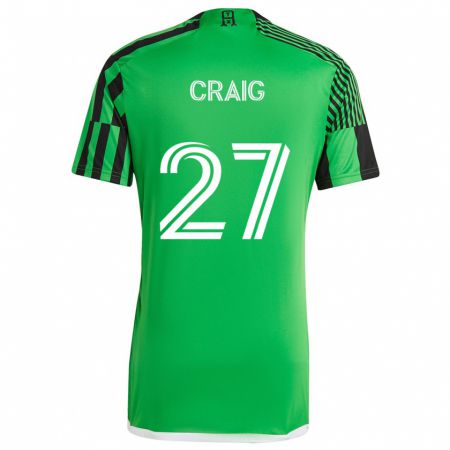 Kandiny Kinderen Brandan Craig #27 Groen Zwart Thuisshirt Thuistenue 2024/25 T-Shirt