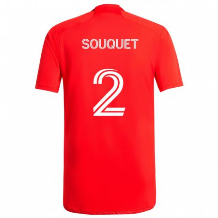 Kandiny Kinderen Arnaud Souquet #2 Rood Wit Thuisshirt Thuistenue 2024/25 T-Shirt