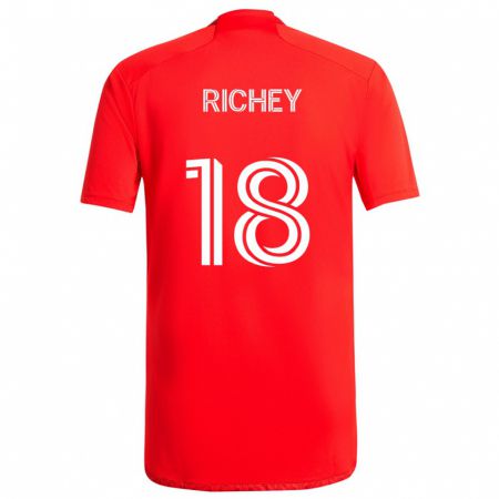 Kandiny Kinderen Spencer Richey #18 Rood Wit Thuisshirt Thuistenue 2024/25 T-Shirt