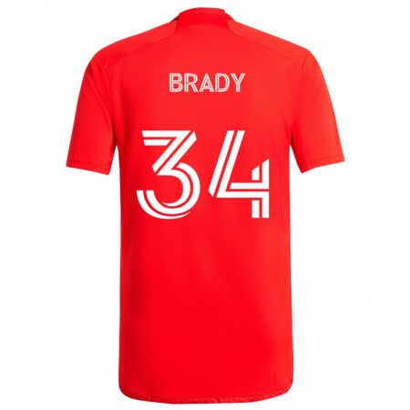 Kandiny Kinderen Chris Brady #34 Rood Wit Thuisshirt Thuistenue 2024/25 T-Shirt België