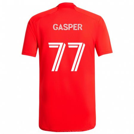 Kandiny Kinderen Chase Gasper #77 Rood Wit Thuisshirt Thuistenue 2024/25 T-Shirt België