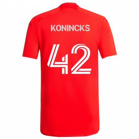 Kandiny Kinder Diego Konincks #42 Rot-Weiss Heimtrikot Trikot 2024/25 T-Shirt Österreich