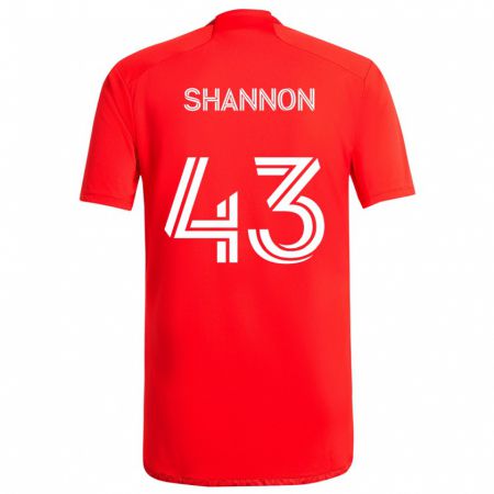 Kandiny Kinderen Jaylen Shannon #43 Rood Wit Thuisshirt Thuistenue 2024/25 T-Shirt