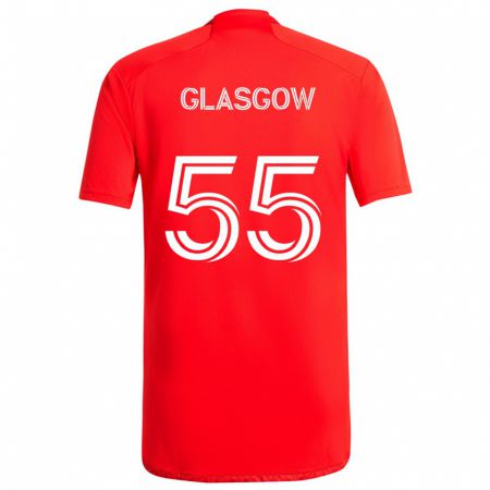 Kandiny Kinderen Omari Glasgow #55 Rood Wit Thuisshirt Thuistenue 2024/25 T-Shirt