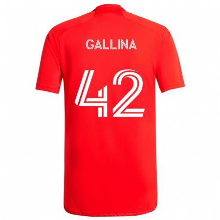 Kandiny Bambino Maglia Henrique Gallina #42 Rosso Bianco Kit Gara Home 2024/25 Maglietta