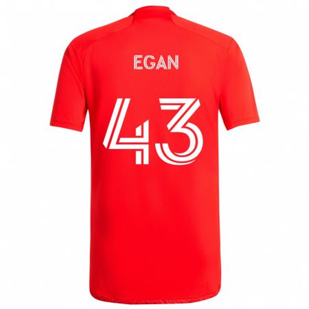 Kandiny Kinderen Noah Egan #43 Rood Wit Thuisshirt Thuistenue 2024/25 T-Shirt