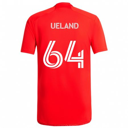 Kandiny Kinderen Andreas Ueland #64 Rood Wit Thuisshirt Thuistenue 2024/25 T-Shirt