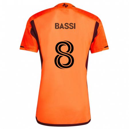 Kandiny Kinderen Amine Bassi #8 Oranje Zwart Thuisshirt Thuistenue 2024/25 T-Shirt België