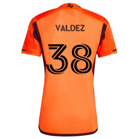 Kandiny Niño Camiseta Xavier Valdez #38 Naranja Negro 1ª Equipación 2024/25 La Camisa