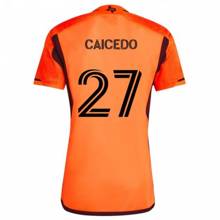 Kandiny Kinderen Luis Caicedo #27 Oranje Zwart Thuisshirt Thuistenue 2024/25 T-Shirt