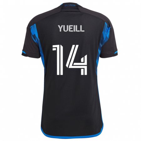 Kandiny Bambino Maglia Jackson Yueill #14 Blu Nero Kit Gara Home 2024/25 Maglietta