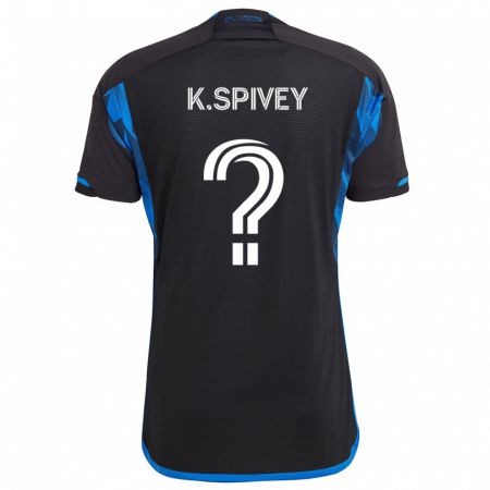 Kandiny Kinder Kaedren Spivey #0 Blau Schwarz Heimtrikot Trikot 2024/25 T-Shirt Österreich