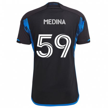 Kandiny Kinderen Cruz Medina #59 Blauw Zwart Thuisshirt Thuistenue 2024/25 T-Shirt België