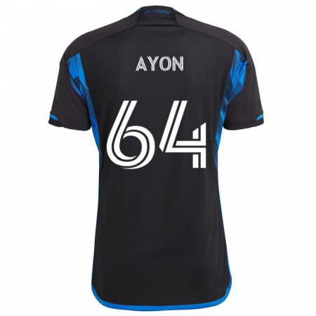 Kandiny Kinderen Jerry Ayon #64 Blauw Zwart Thuisshirt Thuistenue 2024/25 T-Shirt België