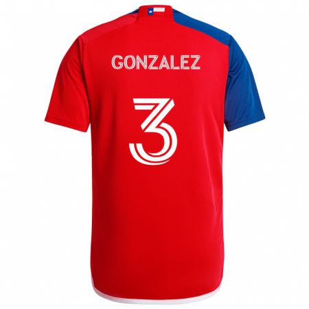 Kandiny Kinderen Omar González #3 Blauw Rood Thuisshirt Thuistenue 2024/25 T-Shirt