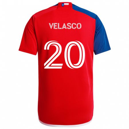 Kandiny Niño Camiseta Alan Velasco #20 Azul Rojo 1ª Equipación 2024/25 La Camisa