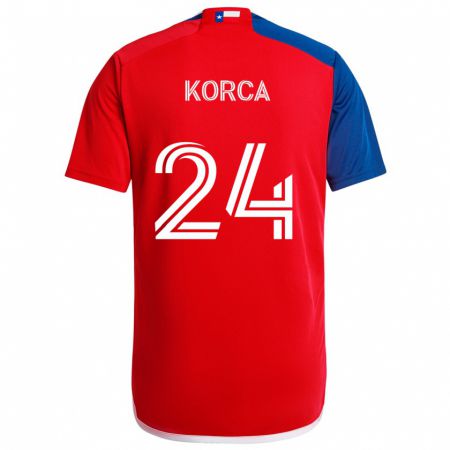 Kandiny Bambino Maglia Amet Korça #24 Blu Rosso Kit Gara Home 2024/25 Maglietta