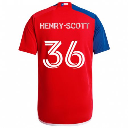 Kandiny Niño Camiseta Malik Henry-Scott #36 Azul Rojo 1ª Equipación 2024/25 La Camisa