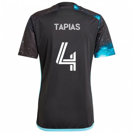 Kandiny Kinder Miguel Tapias #4 Schwarz Blau Heimtrikot Trikot 2024/25 T-Shirt Österreich