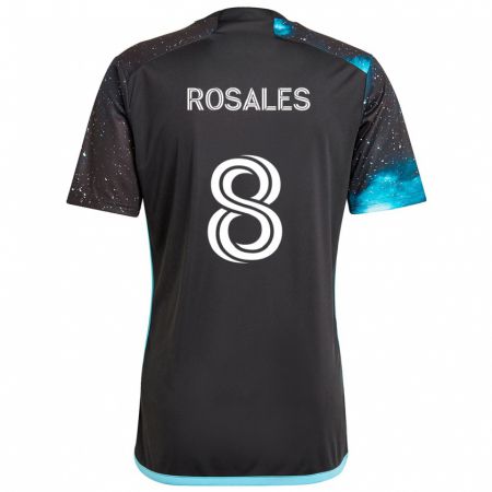 Kandiny Bambino Maglia Joseph Rosales #8 Nero Blu Kit Gara Home 2024/25 Maglietta